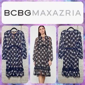 NWT MSRP $398 BCBGMaxAzria Daisy Mesh Dress Women's Size Large